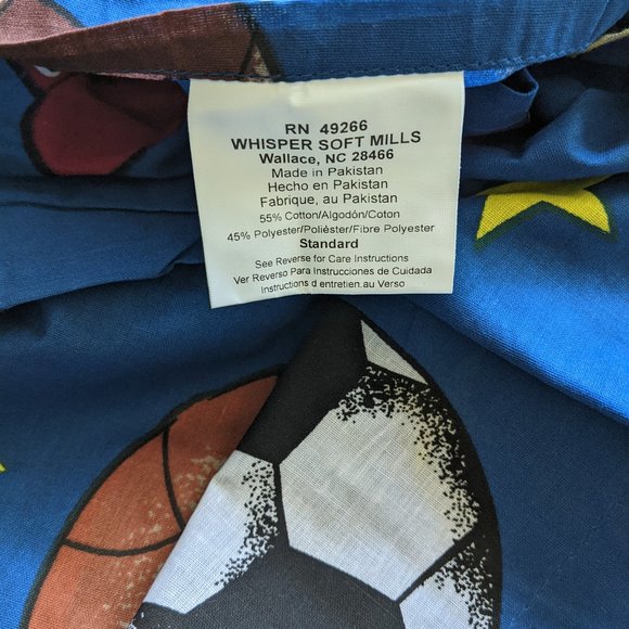 NEW Blue Sports Print Pillow Sham & Twin Size Dust Ruffle and Accent Pillows - Picture 4 of 14